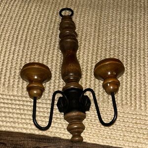 Vintage Mid Century Modern Wooden Wall Candle Holder